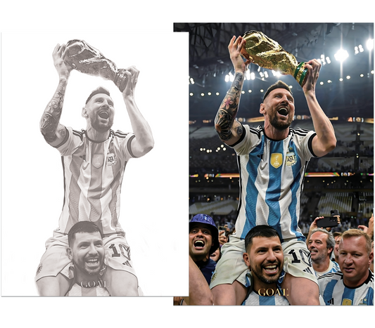 Messi lifting the world cup